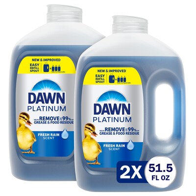 Dawn Platinum Liquid Dish Soap, Refreshing Rain, 54.8 oz., 2/Carton (04504)