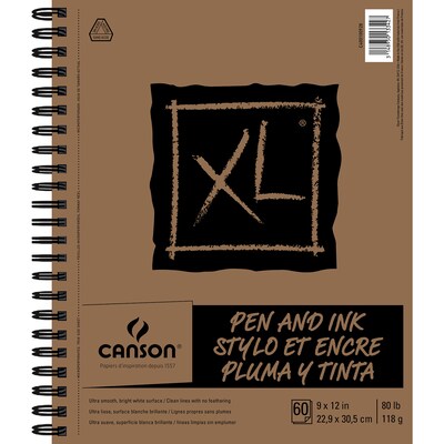 Canson XL Series 9 x 12 Wire Bound Pen & Ink Sketch Pad, 60 Sheets/Pad, 3/Bundle (MCXC400100928-3)