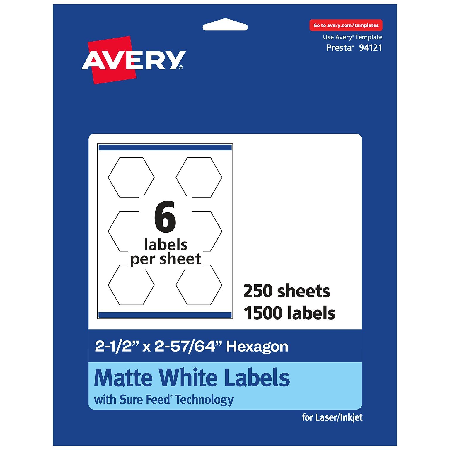 Avery Laser/Inkjet Multipurpose Labels, 2.8906  x 2.5, Matte White, 1500/Box (94121)