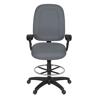 Regency Comfort Series Fabric Drafting Chair with Footrest and Lumbar Support, Grey (125-DK-GY)