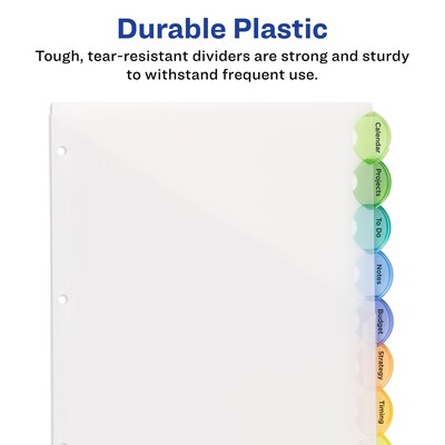 Avery Style Edge Insertable Plastic Dividers with Pocket, 8 Tabs, Multicolored (11293)