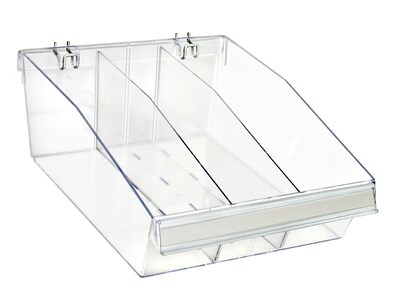 Azar 5.75 x 11.75 Pegboard 3-Compartment Medium Deep Bin Tray, Clear, 2/Pack (556130-M-DIV-2PK)
