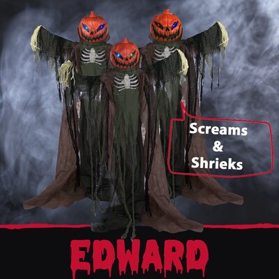 Haunted Hill Farm Life-Size Poseable Pumpkin Scarecrow (HHPUMP-4FLS)