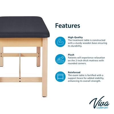 Aristo Wood H-Brace Physician Exam Table with Paper Cutter, and Holder, 500lbs. Capacity, Black (ADI996-HBFP-BLK)