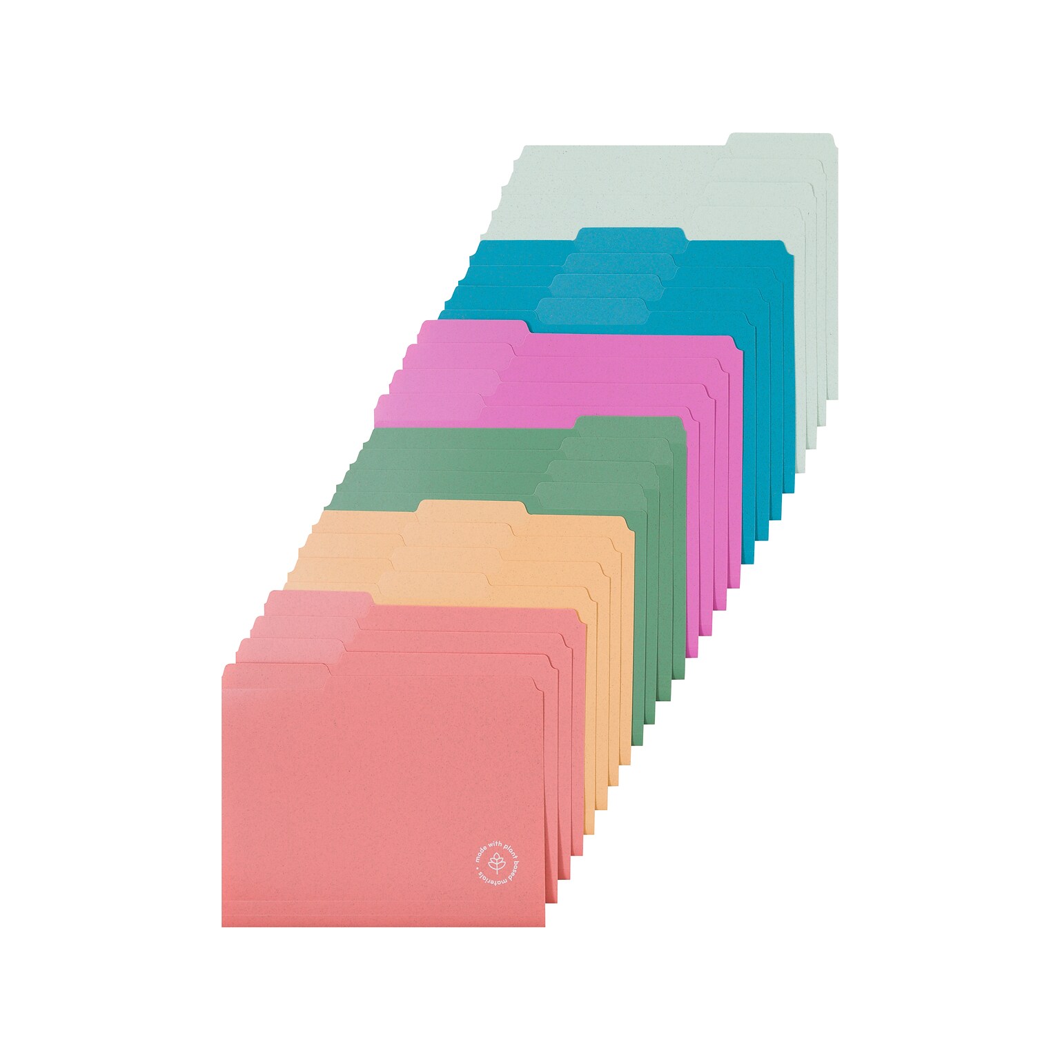 U Brands U-Eco File Folder, 1/3-Cut Tab, Letter Size, Assorted Colors, 24/Pack (6597U01-12)