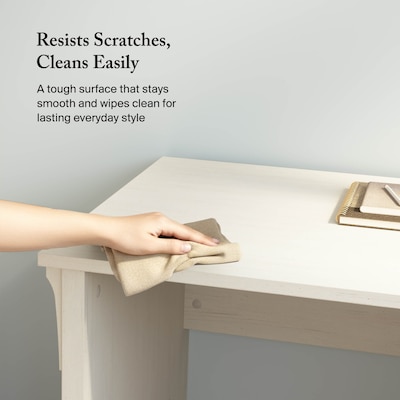 Bush Furniture Salinas 60"W L Shaped Desk with Storage, Antique White (SAD160AW-03)