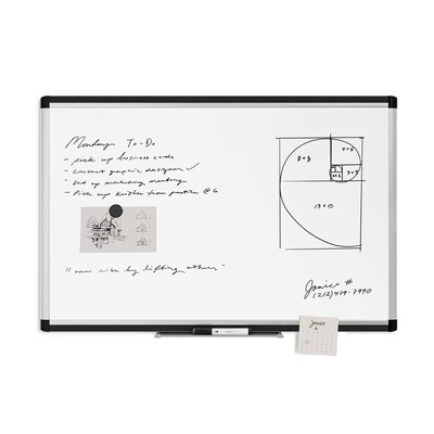 U Brands PINIT Steel Dry-Erase Whiteboard, Aluminum Frame, 3' x 2' (2805U00-01)