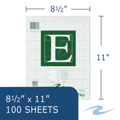 Roaring Spring Paper Products 8.5 x 11 Engineer Pad, 15 lb. Green Tint Paper, 100 Sheets/Pad, 24 P