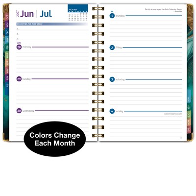2027 Excello Brands 5.5" x 8" Weekly & Monthly Planner, Paperboard Cover, Teal Gold Marble (ORY27-FSH58-54)