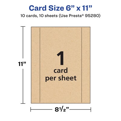 Avery Integrated Cards, 6" x 11", Matte Kraft Brown, 10/Pack (95280)