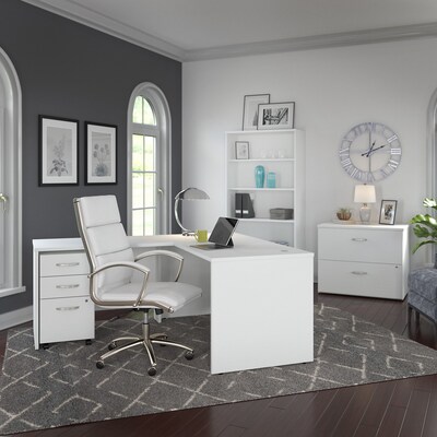 Bush Business Furniture Studio C 60"W L Shaped Desk with Mobile File Cabinet and Return, White (STC008WH)