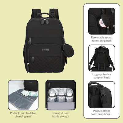 DUKAP Baby Pro Expandable Diaper Backpack, Large, Black (BDKBAB17BLK)