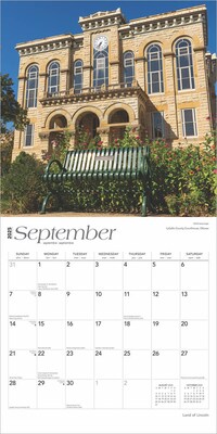 2025 BrownTrout Land of Lincoln Illinois Places 12" x 12" Monthly  Wall Calendar (9781975482985)