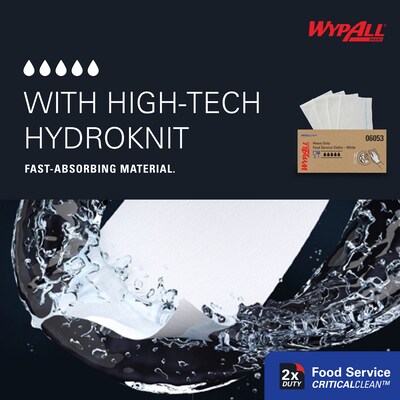 WypAll CriticalClean Foodservice Cloths, 12.5" x 23.5", White, 200 Sheets/Box (06053)