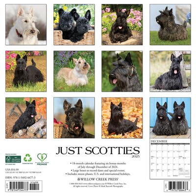 2025 Willow Creek Scotties 12 x 12 Monthly Wall Calendar (44773)