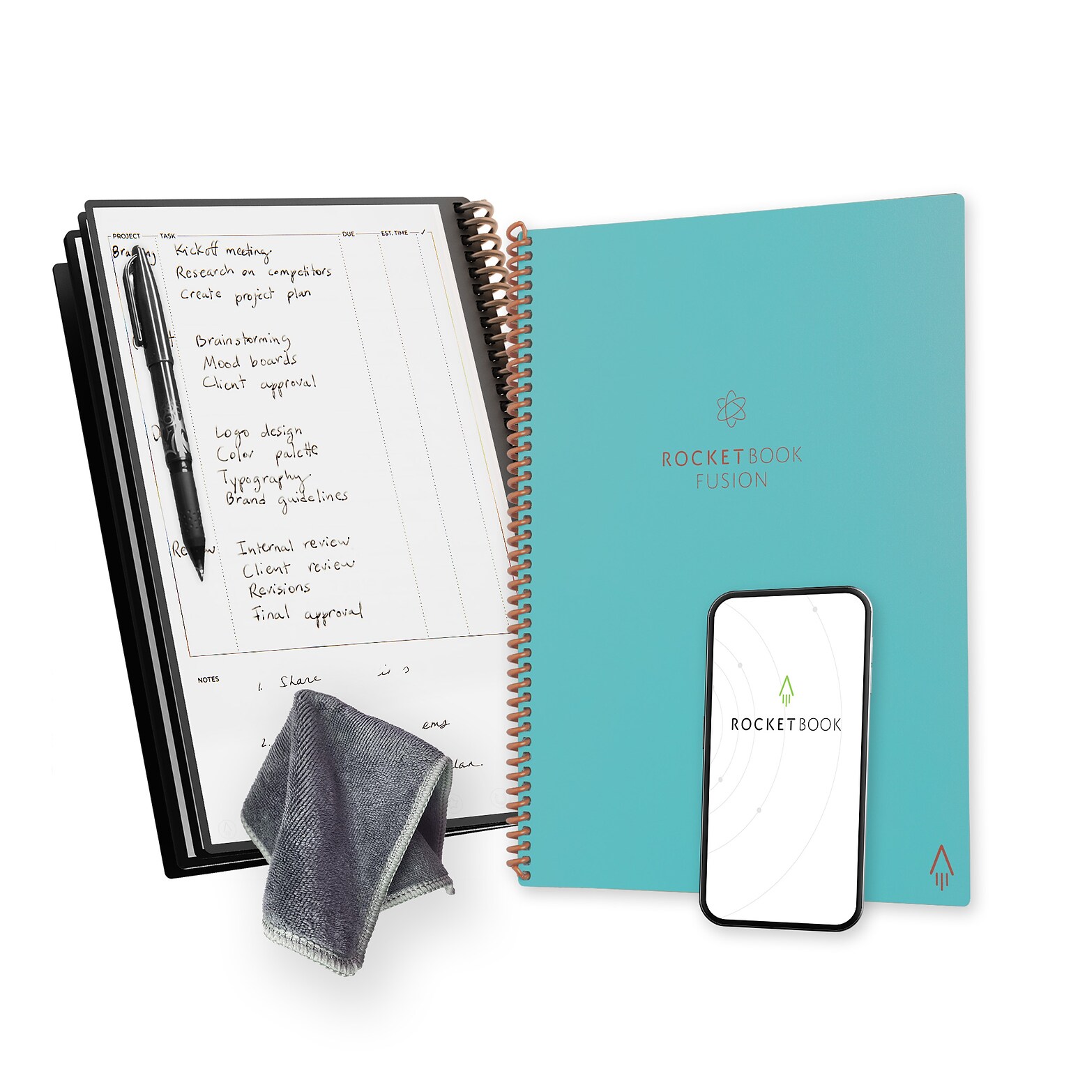 Rocketbook Fusion 1-Subject Smart Notebook, 8.5 x 11, 42 Sheets, Blue (EVRF-L-K-CCE)