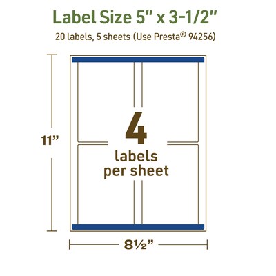 Avery Dissolvable Rectangle Multipurpose Labels, 5" x 3.5", Off-white, 20/Pack (94256)
