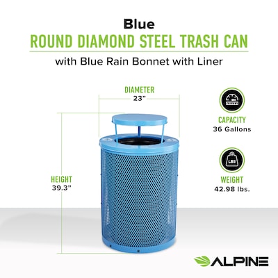 Alpine Industries 4460 Steel Mesh Recycling Bin, 36 Gallon, Blue (ALP4460-01-D)