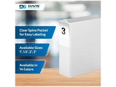 Davis Group Premium Economy 3" 3-Ring Non-View Binders, D-Ring, White, 6/Pack (2305-00-06)