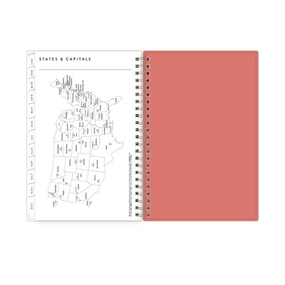 2026 Blue Sky Bespoke Letterpress Pomegranate Blush 5" x 8" Calendar Year Weekly & Monthly Planner, Faux Leather Cover (156222)
