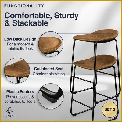 Finch Landon Bar Stool, Brown, 2/Set (CHR10030A)