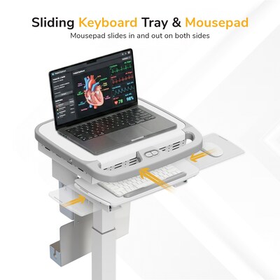 Mount-It! MedHub Powered Mobile Medical Cart Workstation with Motorized Height Adjustment & Elora Power Kit (MI-16058)