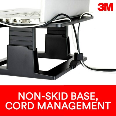 3M Adjustable Laptop Stand, Black, 2 in. of Height Adjustment, Compatible with Docking Stations (LX500)