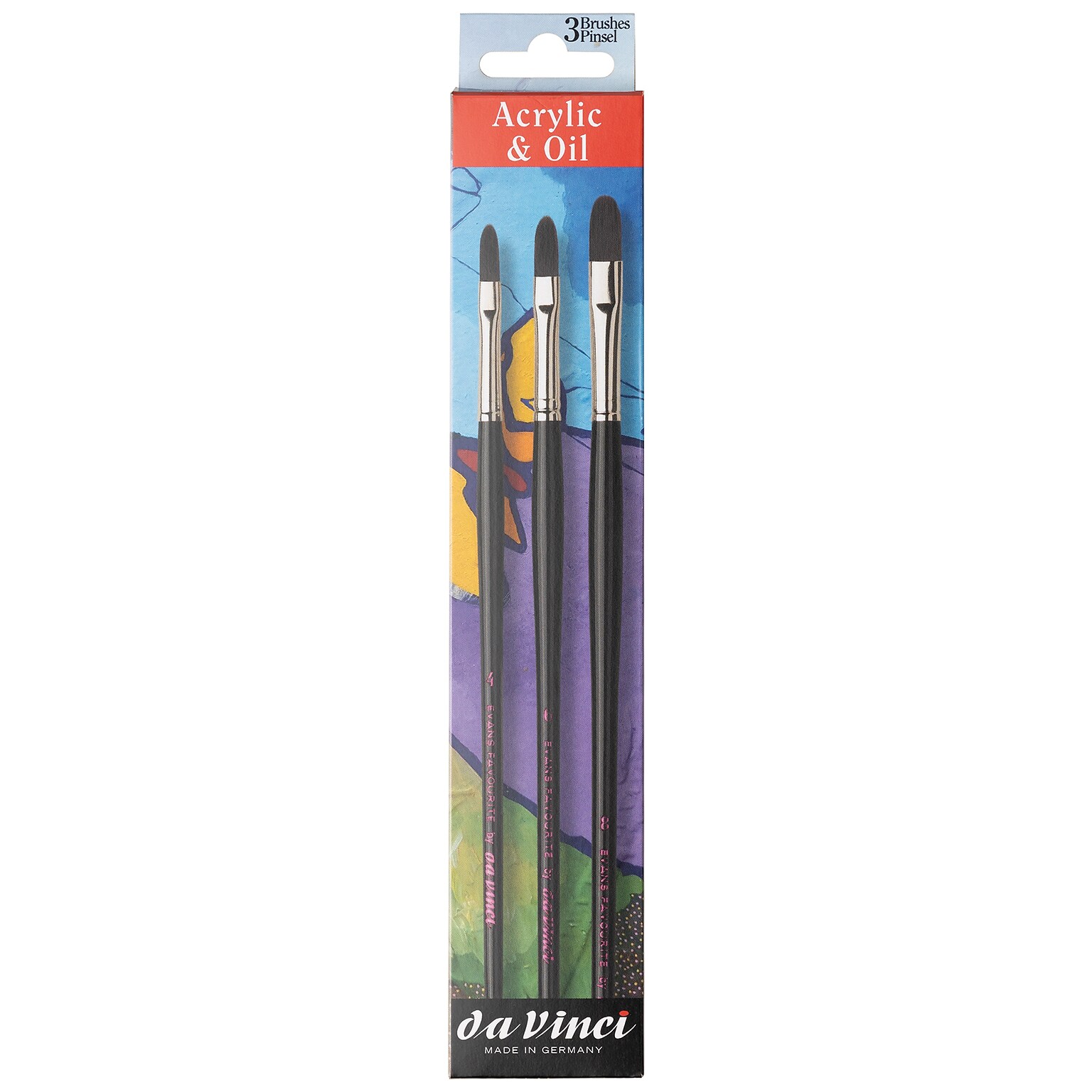 da Vinci Artist Signature Collection by Evan Woodruffe Acrylic Brushes, 3 /Pack (DVXVA4120210)