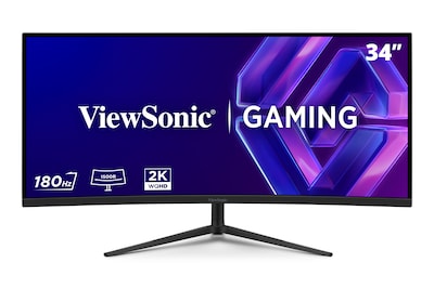 ViewSonic 34 Curved WQHD 180Hz LED AMD FreeSync Gaming Monitor, HDR10, Height Adjustable, Black (VX3418C-2K)