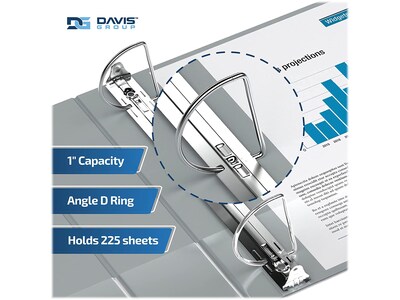 Davis Group Premium Economy 1" 3-Ring Non-View Binders, D-Ring, Gray, 6/Pack (2301-07-06)