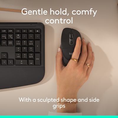 Logitech Signature Comfort Plus M850 L Wireless Ergonomic Optical Mouse, Black (910-007711)