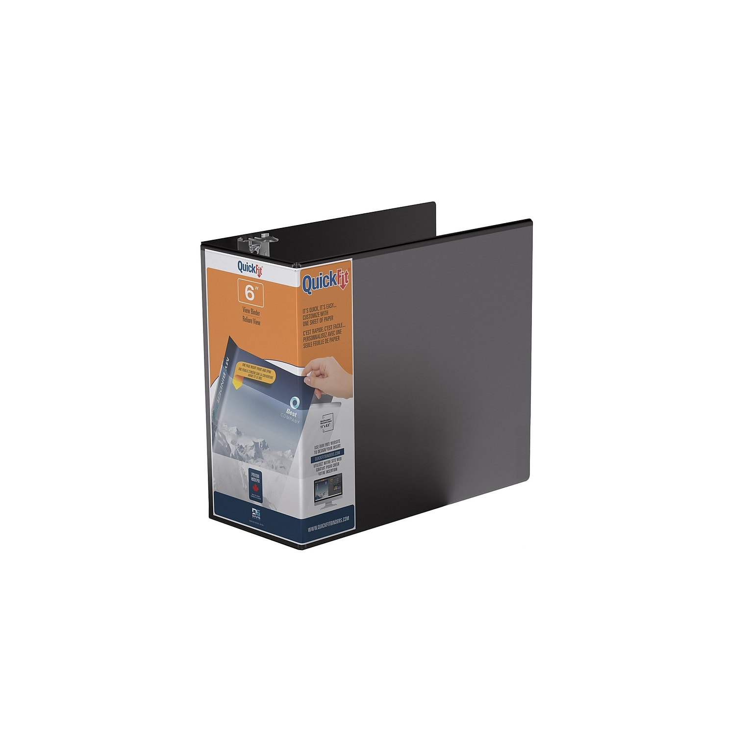 QuickFit Heavy Duty 6 3-Ring View Binders, D-Ring, Black (8708-01)