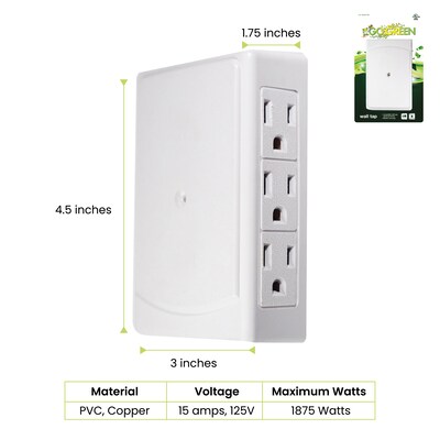 GoGreen Power Side Mount Wall Tap, 6 Outlet White (GG-16000TSM)