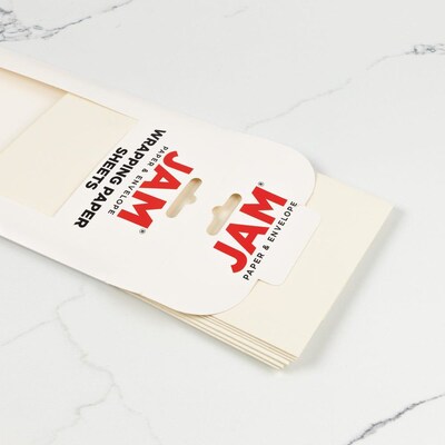 JAM Paper Gift Wrap, 25' x 20", Ivory, 6/Pack(2770135262IV)