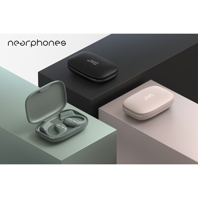 JVC Nearphones Wireless Noise Canceling Over-Ear Earphones, Bluetooth, Black (JVCHANP50TB)