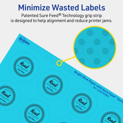 Avery Printable Circle Multipurpose Labels, 1.75" Dia., Bright Blue, 400/Pack (94509)