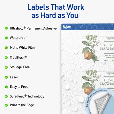 Avery Rectangle Laser Multipurpose Labels, 2.5 x 4, White, 30/Pack (19479399320)