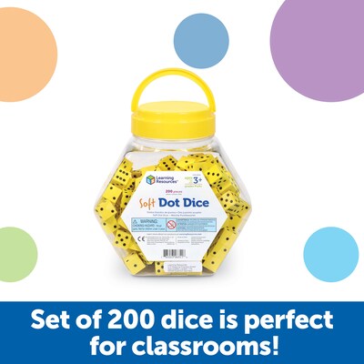 Learning Resources Hands-On Soft Dot Dice Bucket Manipulative, Yellow, Set of 200 (LER6351)