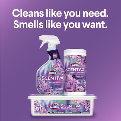 Clorox Scentiva Disinfecting Multi-Surface Cleaner Spray Bottle, Lavender and Jasmine, 32 fl. oz. (31387)
