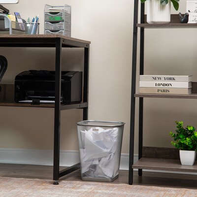 Mind Reader Metal Trash Can Without Lid, 5 Gallon, Silver, 2/Pack (2SQUAGA-SIL)
