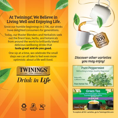 Twinings Lemon & Ginger Herbal Tea Bags, 25/Box (TNA85145)