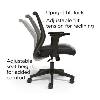 Union & Scale™ Essentials Ergonomic Fabric Swivel Task Chair, Black (UN56947)