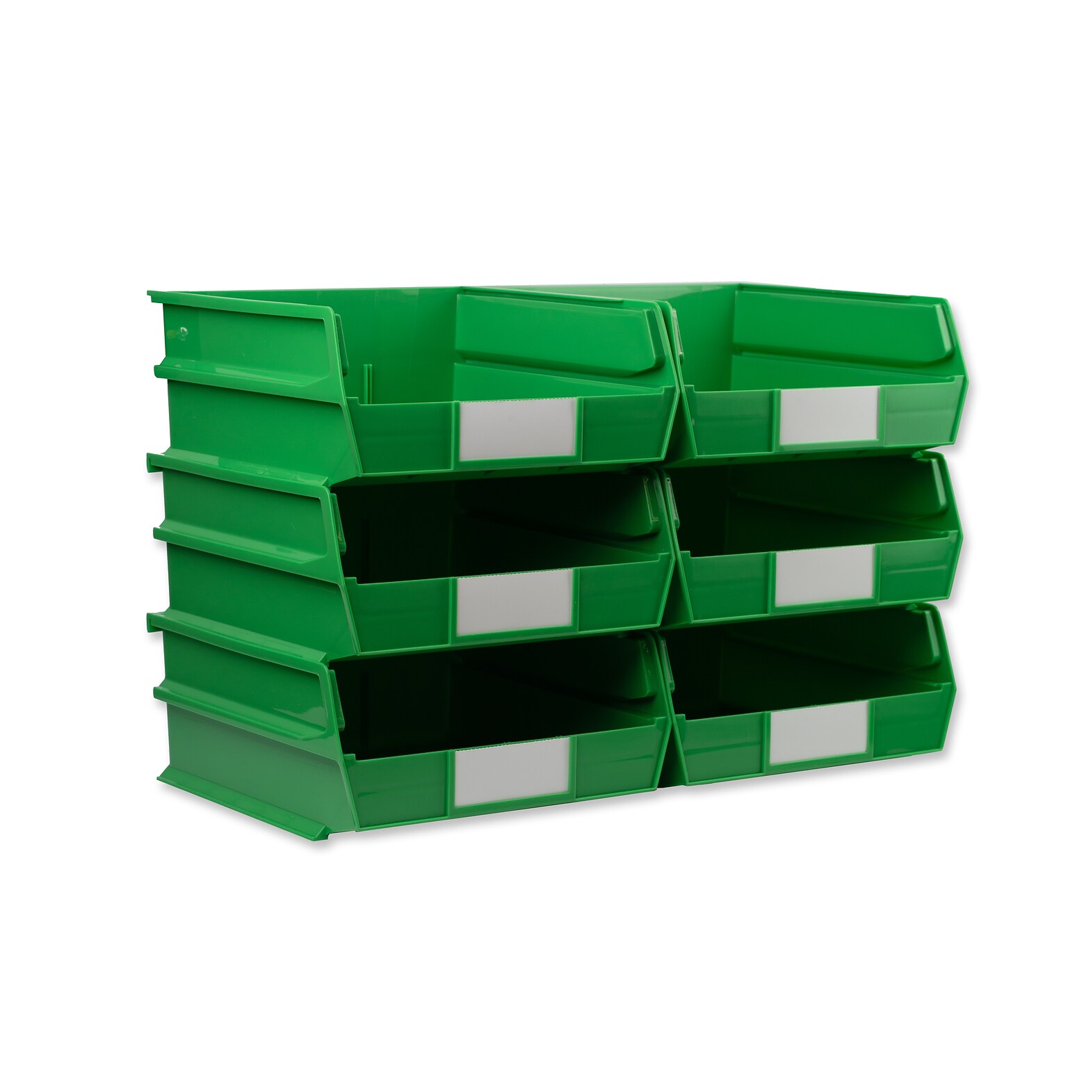 Triton Products LocBin Large Stackable Plastic Storage Bin, 5 x 11x 10.875, 10.36 Qt., Green, 6/Pack (3-235GRN)