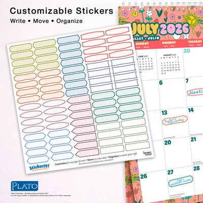 2026-2027 Plato Good Vibes 12" x 12" Academic Monthly Wall Calendar (9798330709212)