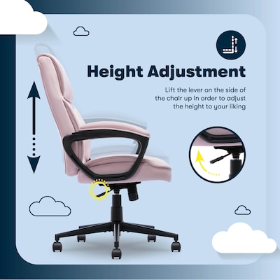 Serta Comfort Classic Ergonomic Velvet Fabric Swivel Executive Chair, Pink (CCHR10005C)