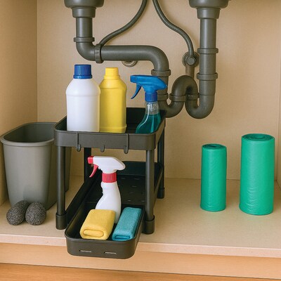 Orderly Under Kitchen Sink Storage Rack Organizer