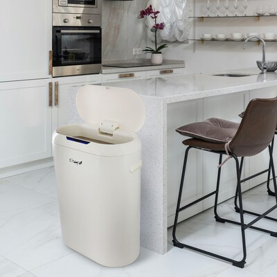 Elama Stainless Steel Indoor Sensor Trash Can, 13 Gallon, Off-White (938122409M)