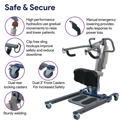 ProHeal Sit to Stand Body Patient Transfer Lift, 4 Sling Hooks, 500 lb. Capacity (PH-34500-FBM)