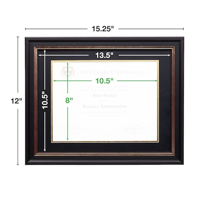 Excello Global Products 8.5" x 11" Composite Wood Photo Document Frame, Black/Gold/Red (EGP-HD-0306)
