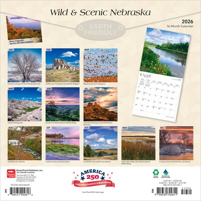 2026 BrownTrout Nebraska Wild & Scenic 12 x 12 Monthly Wall Calendar (9798330704811)